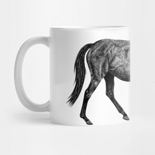 Horse and foal black and white animal ink illustration Mug